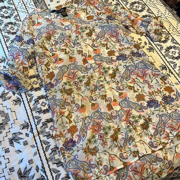 Vicente Sheer Floral Long Blouse Size S - Picture 1 of 5